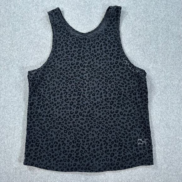 Zyia Active XL Black Leopard Burnout Mesh Tank Top Sheer Sleeveless Shirt - Picture 1 of 8
